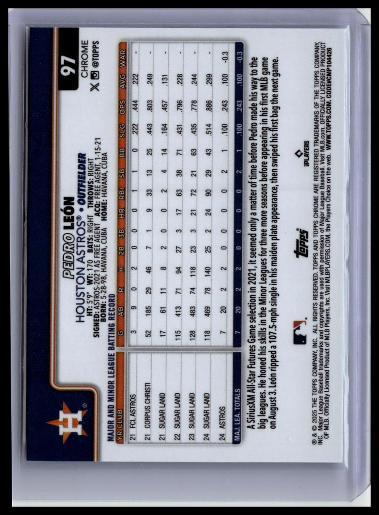 2025 Topps Chrome #97 Pedro León Prism Refractors back