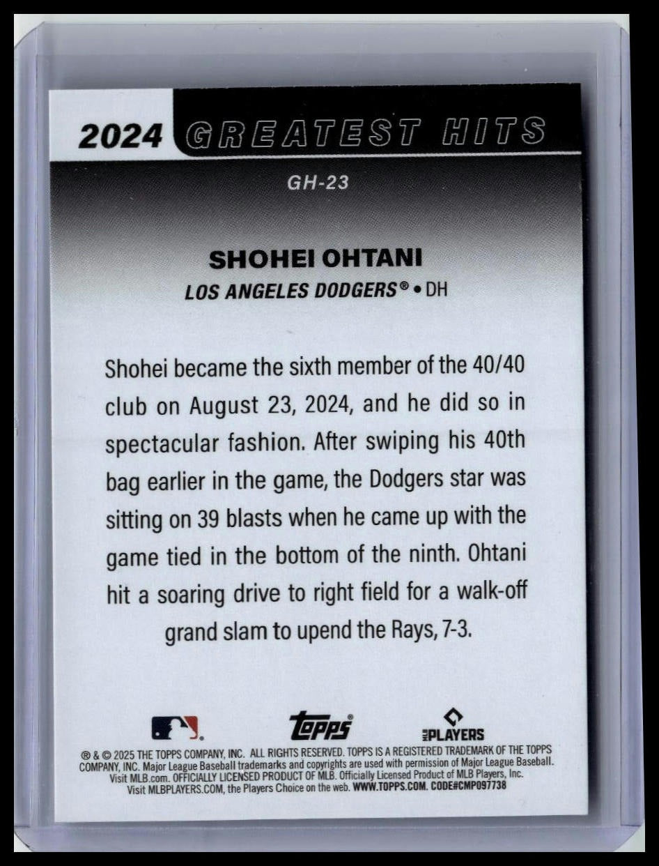 2025 Topps #GH-23 Shohei Ohtani 2024 Greatest Hits back