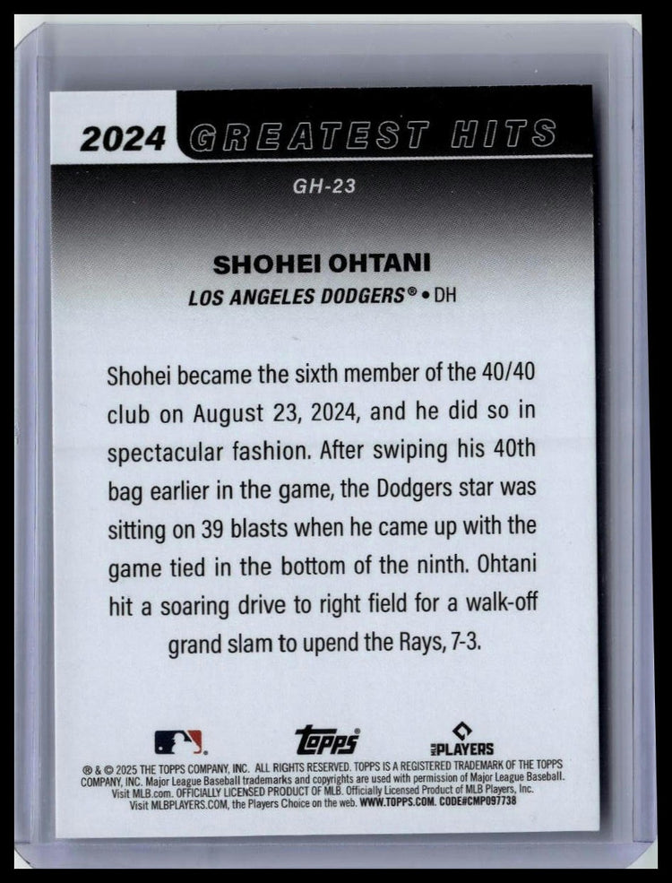 2025 Topps #GH-23 Shohei Ohtani 2024 Greatest Hits back