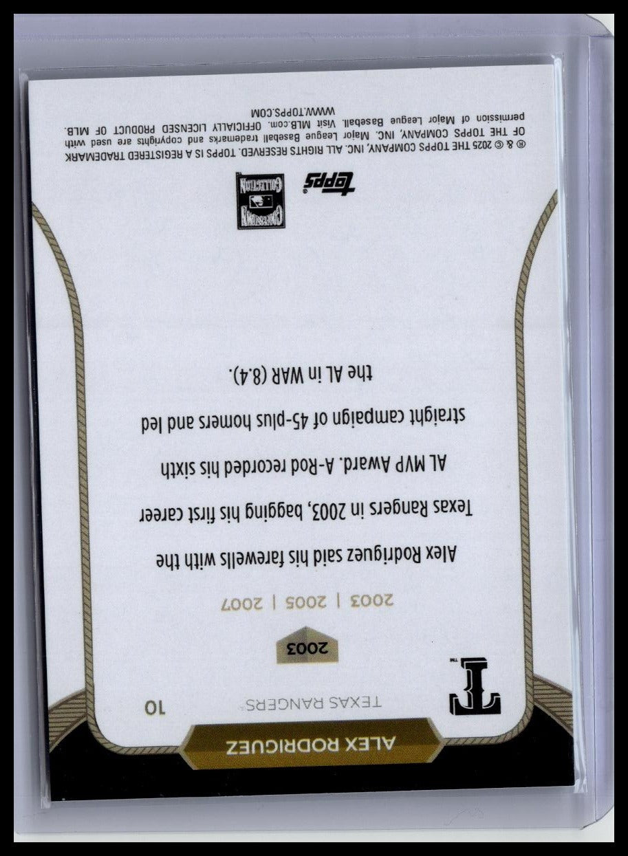 2025 Topps Welcome to the Club: 3X MVP #10 Alex Rodriguez Green Foil #/99 back