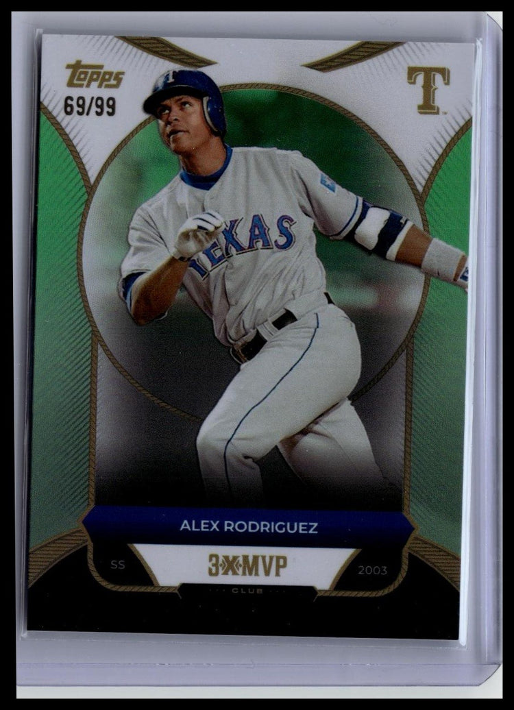 2025 Topps Welcome to the Club: 3X MVP #10 Alex Rodriguez Green Foil #/99 front