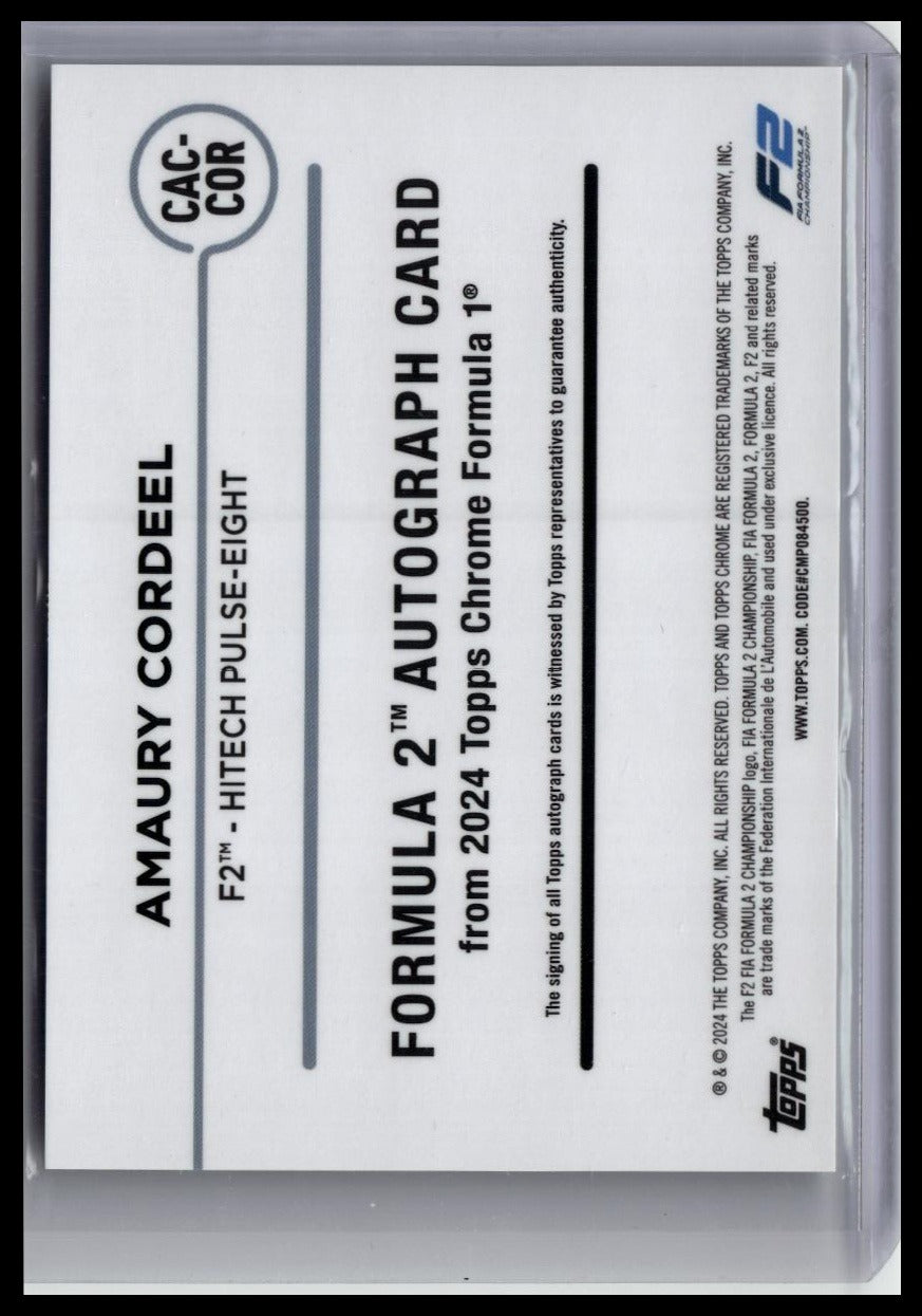 2024 Topps Chrome Formula 1 #CAC-COR Amaury Cordeel Chrome Autographs back