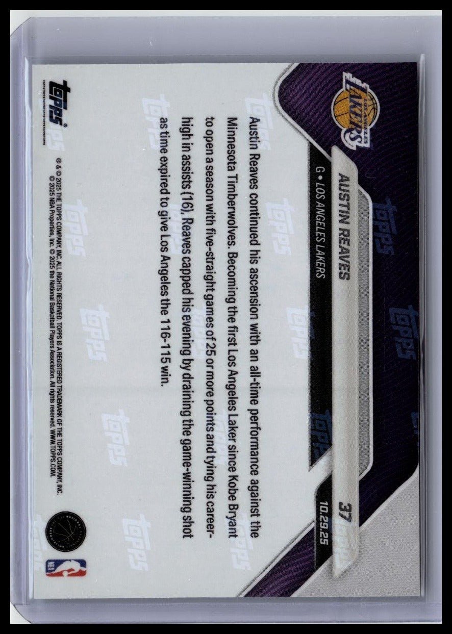 2025-26 Topps Now #37 Austin Reaves Green Foil #/99 back