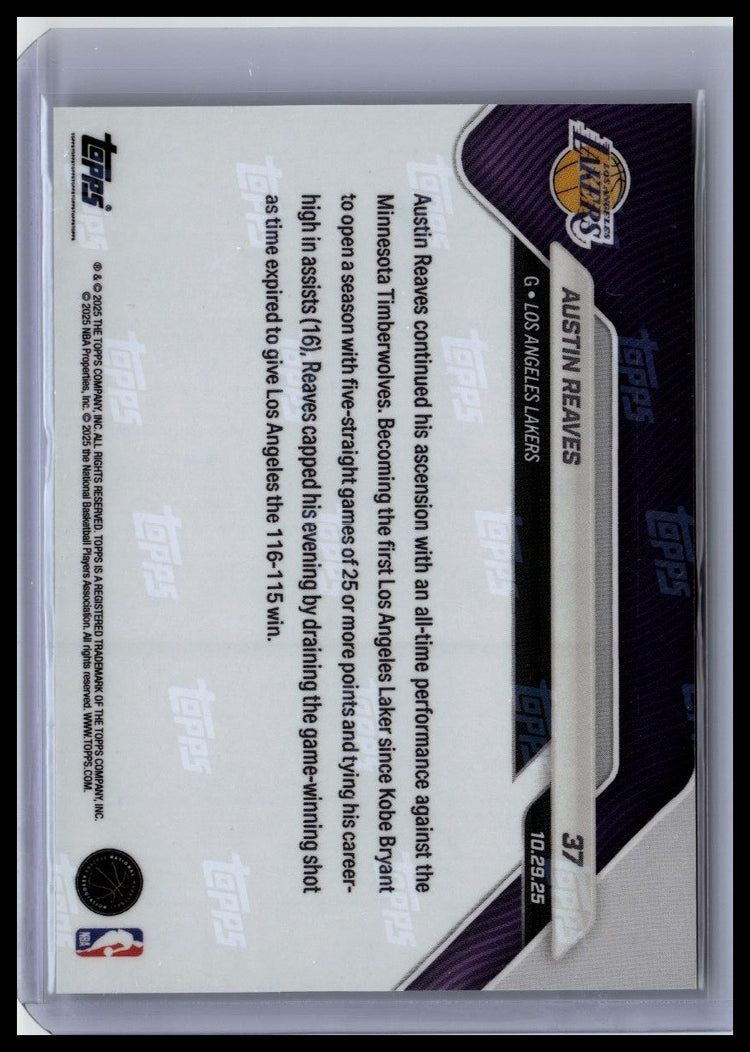 2025-26 Topps Now #37 Austin Reaves Green Foil #/99 back