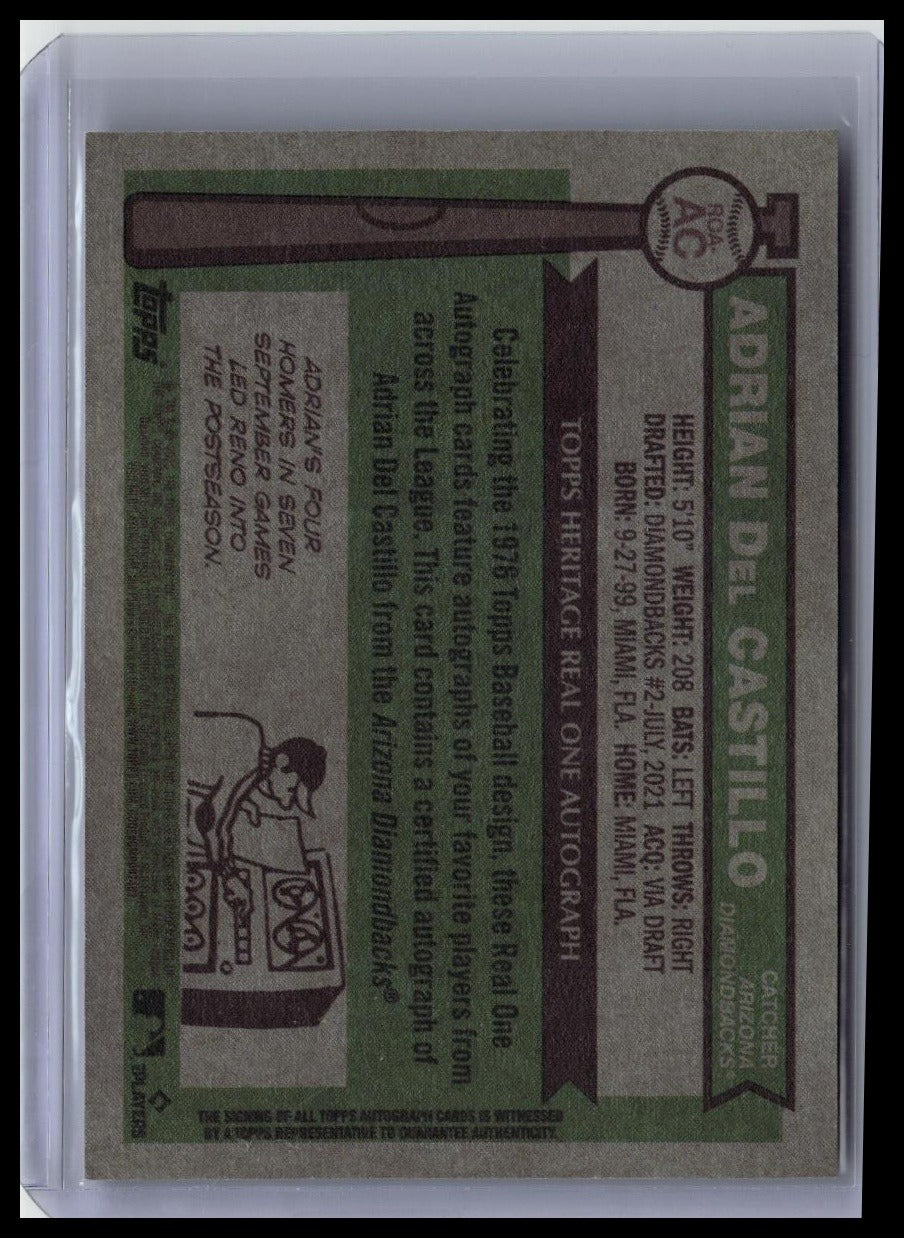 2025 Topps Heritage #ROA-AC Adrian Del Castillo Real One Autographs back