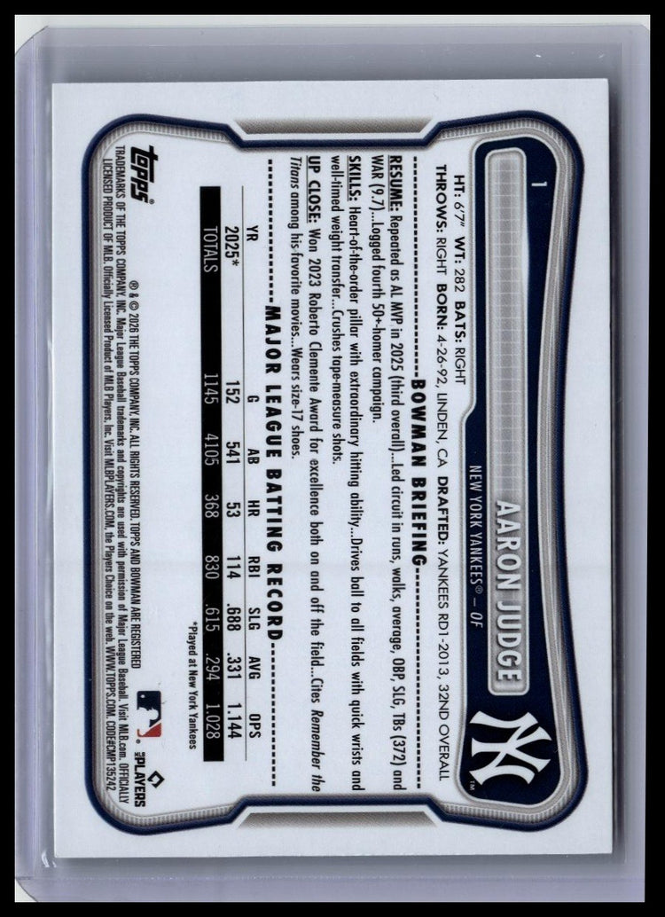 2026 Bowman #1 Aaron Judge Green Pattern #/99 back
