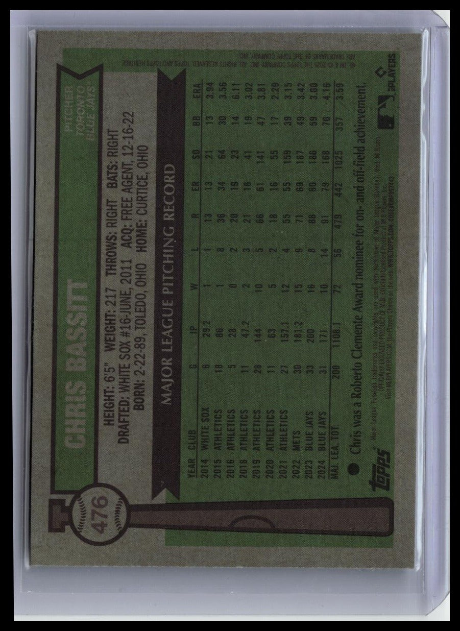 2025 Topps Heritage #476 Chris Bassitt Green Border /99