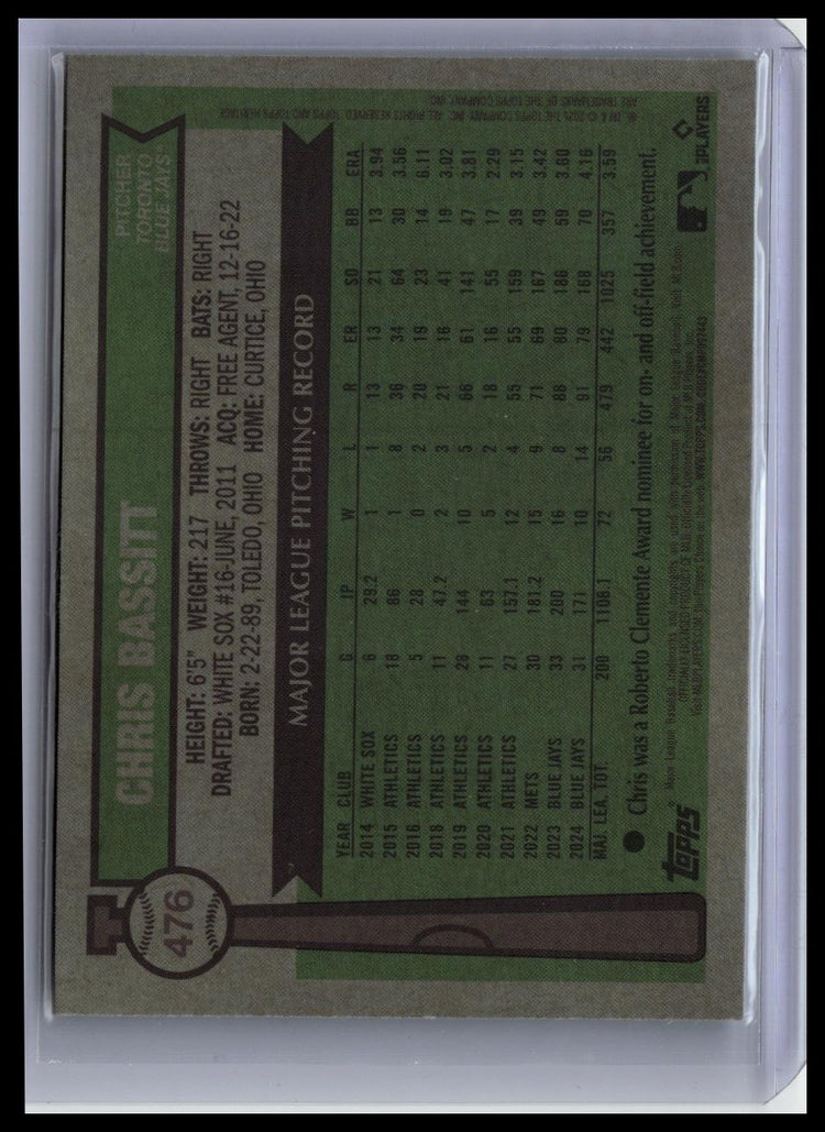 2025 Topps Heritage #476 Chris Bassitt Green Border /99