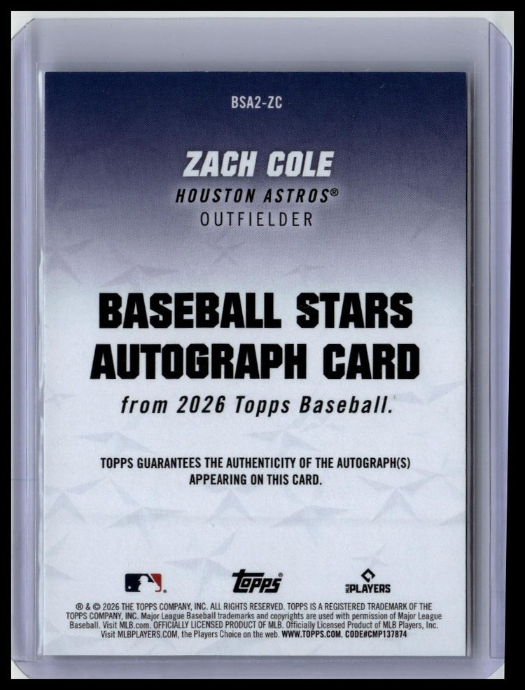 2026 Topps #BSA2-ZC Zach Cole Baseball Stars Autographs (Series Two)